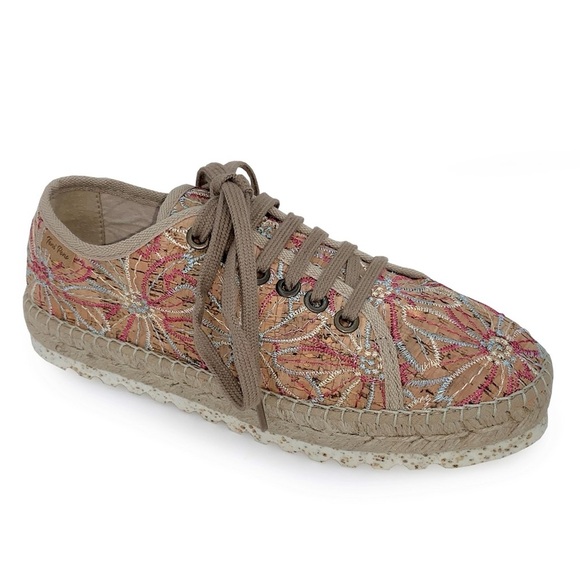 TONI PONS Embroidered Floral Espadrille Sneakers Beige Pink EU Size 39 US Size 8 - Picture 2 of 15